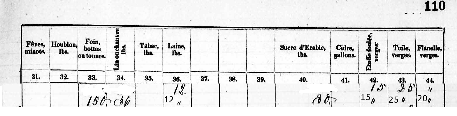 Data From 1851 Census re Louis Rousseau Farm 3